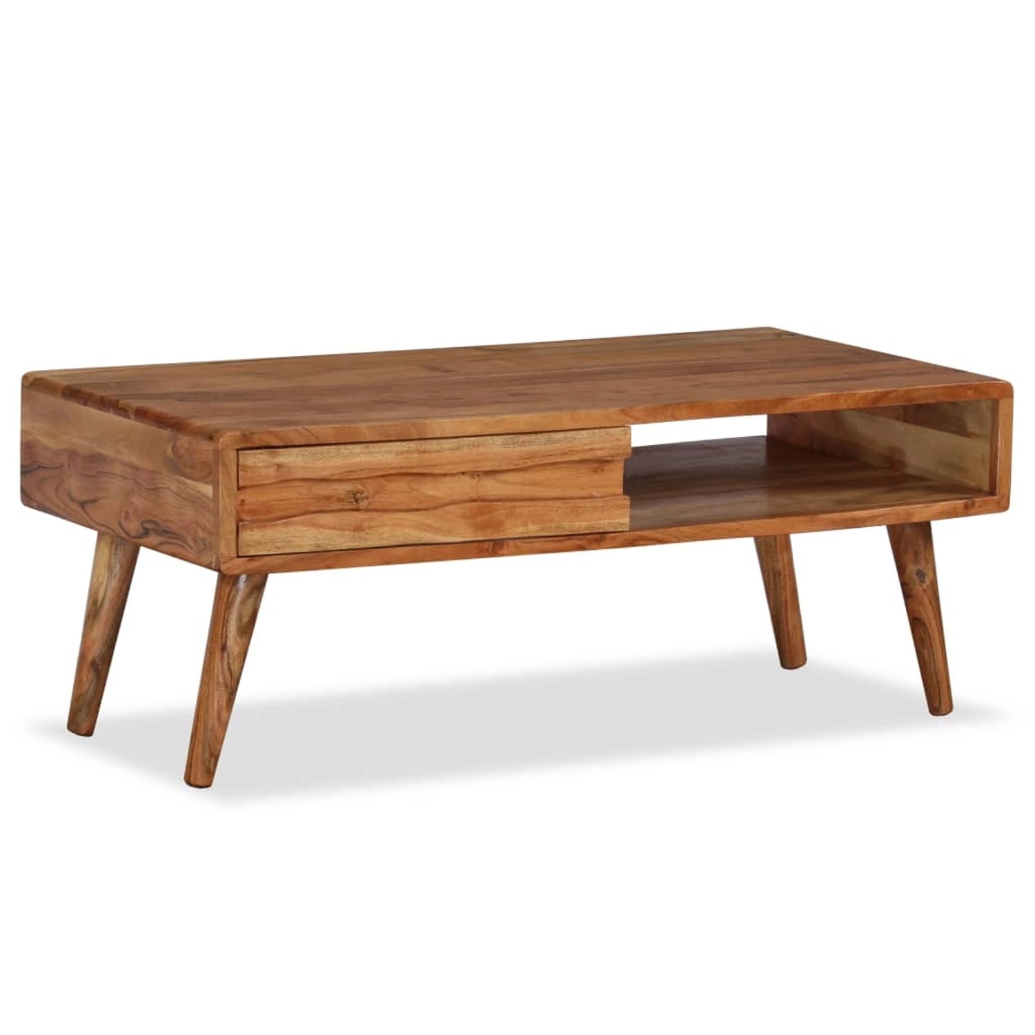 vidaXL Couchtisch mit Schublade Massivholz Geschnitzt 100x50x40 cm 244974