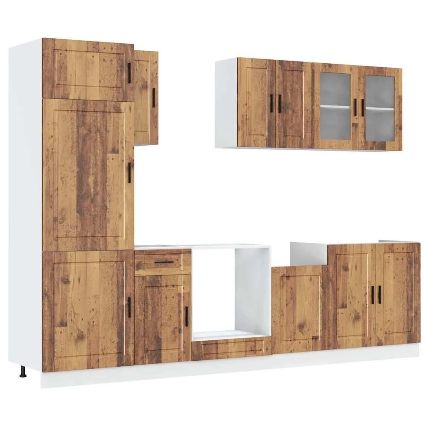 vidaXL 8 Tlg Küchenschrank-Set Kalmar Altholz-Optik Holzwerkstoff 3314819