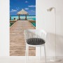 Komar Vlies Fototapete Beach Resort mit Steg und Strandpavillon, 100x280 cm.
