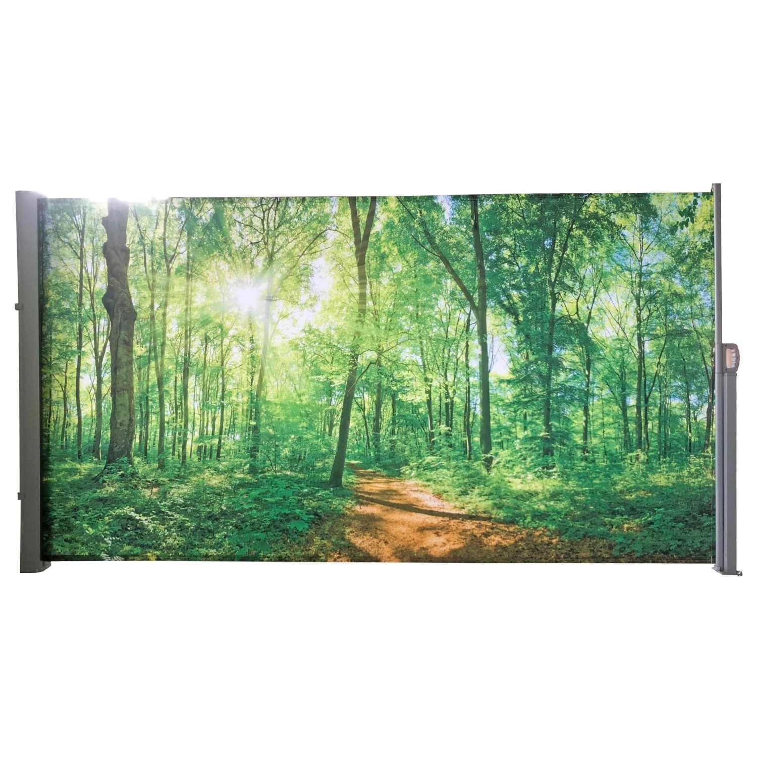 DELUKE Seitenmarkise FABI Motiv Waldlichtung Mehrfarbig Polyester Markise Ausziehbar Sonnenschutz Windschutz Terrasse/Balkon