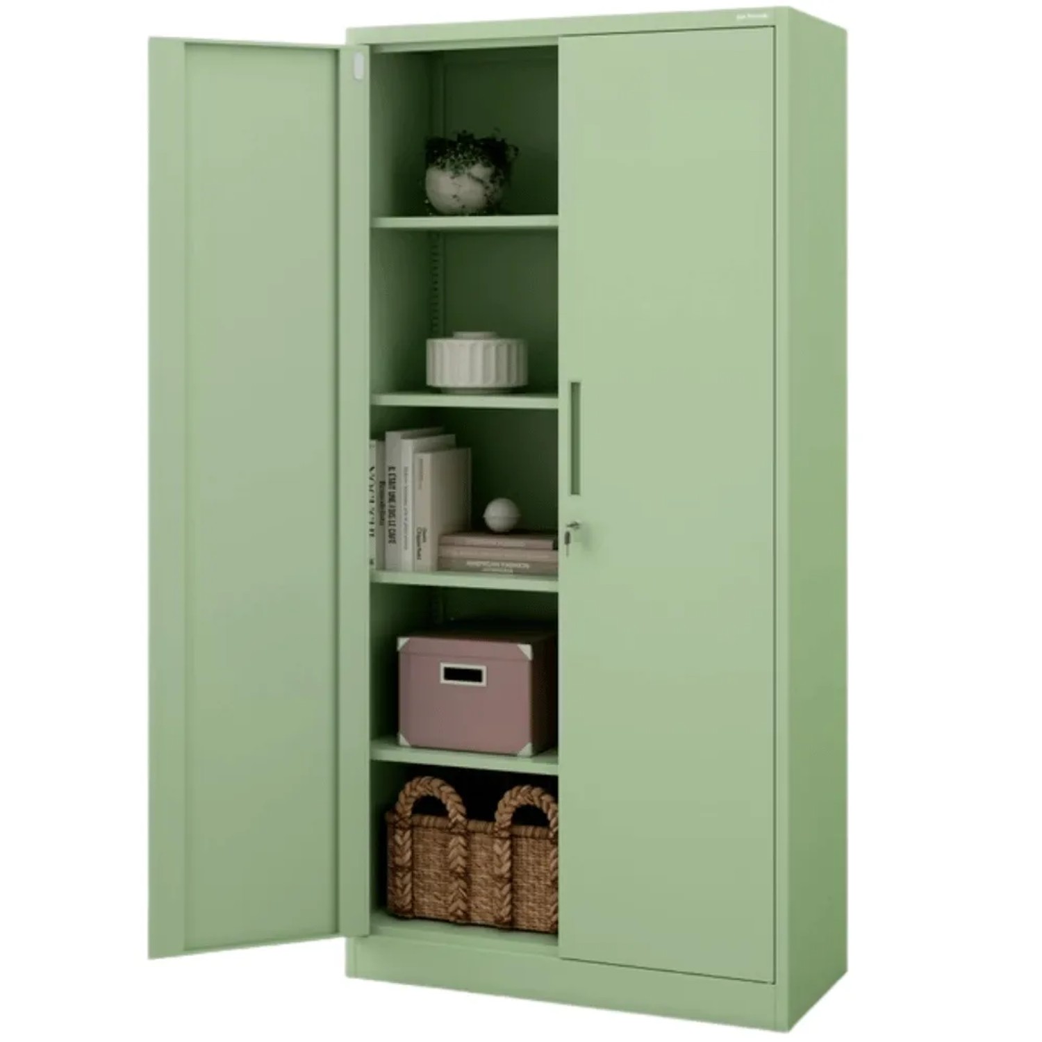 JAN NOWAK Aktenschrank Abschließbar JAN mit Flügeltüren 185 x 90 x 40 cm PastellGrünfarbig