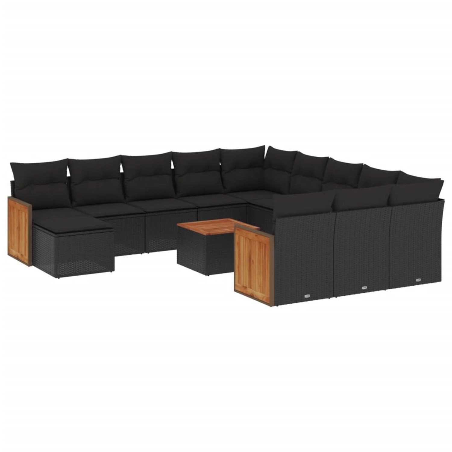 vidaXL 13-Tlg Garten-Sofagarnitur mit Kissen Schwarz Poly Rattan 3228267 günstig online kaufen