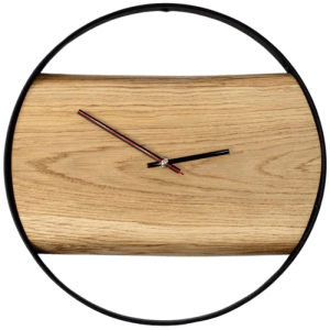 DELUKE Wanduhr Groß Holz NATA HANDGEFERTIGT 43cm Ø Eiche Geräuschlos Wohnzimmeruhr Holz-Metalloptik Küchenuhr Dekouhr
