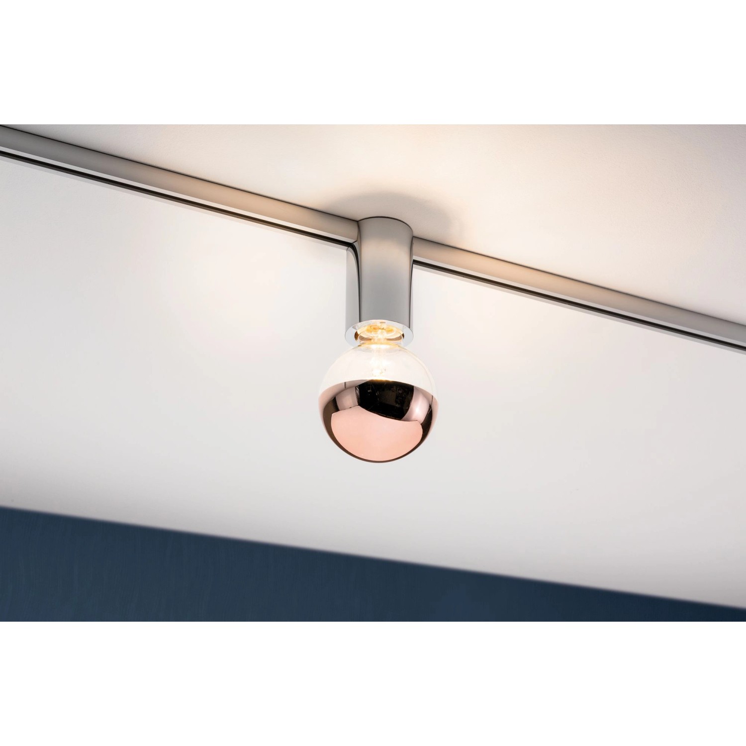 Paulmann URail Spot Ceiling Socket, Chrom, dimmbar, an Schienensystem montiert.