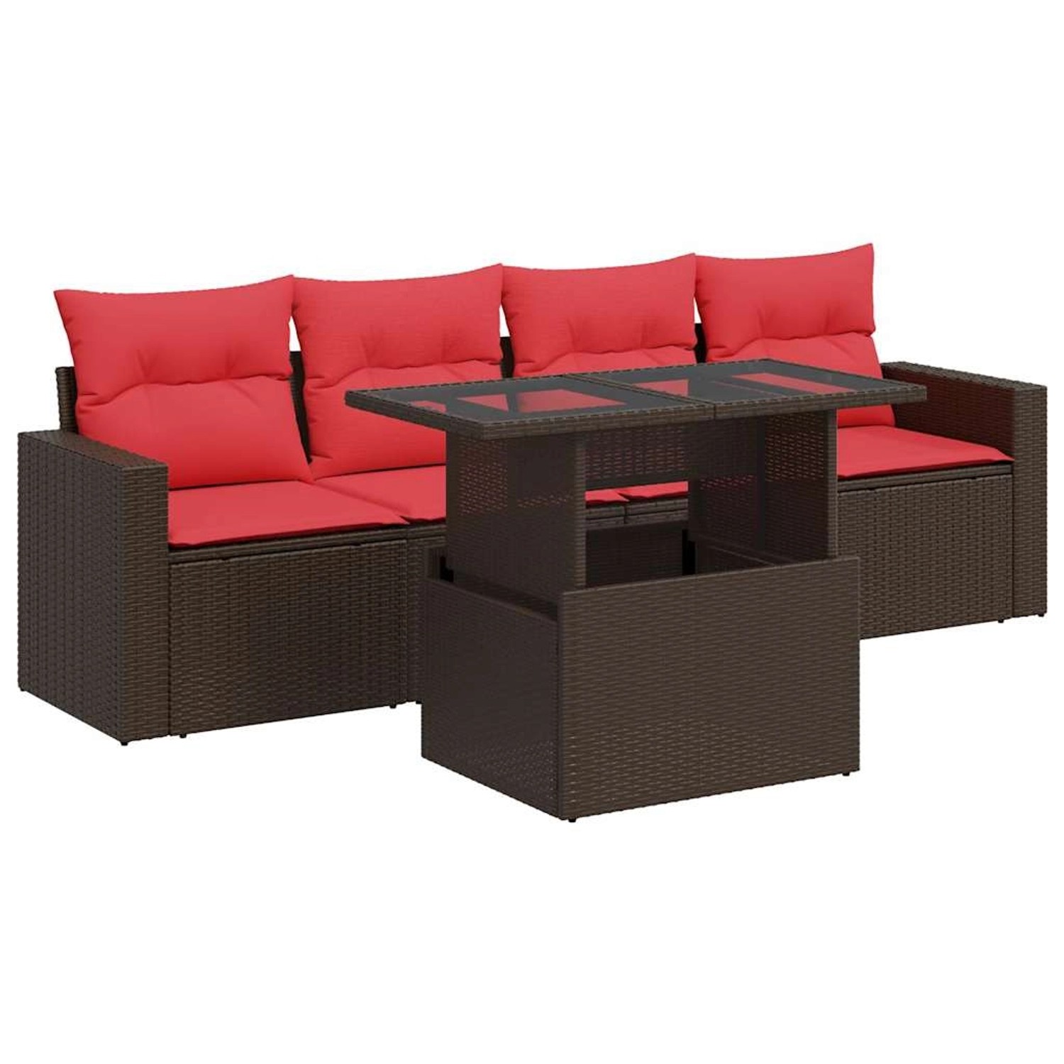 vidaXL 5-Tlg Garten-Sofagarnitur mit Kissen Braun Poly Rattan Akazie 332624 günstig online kaufen