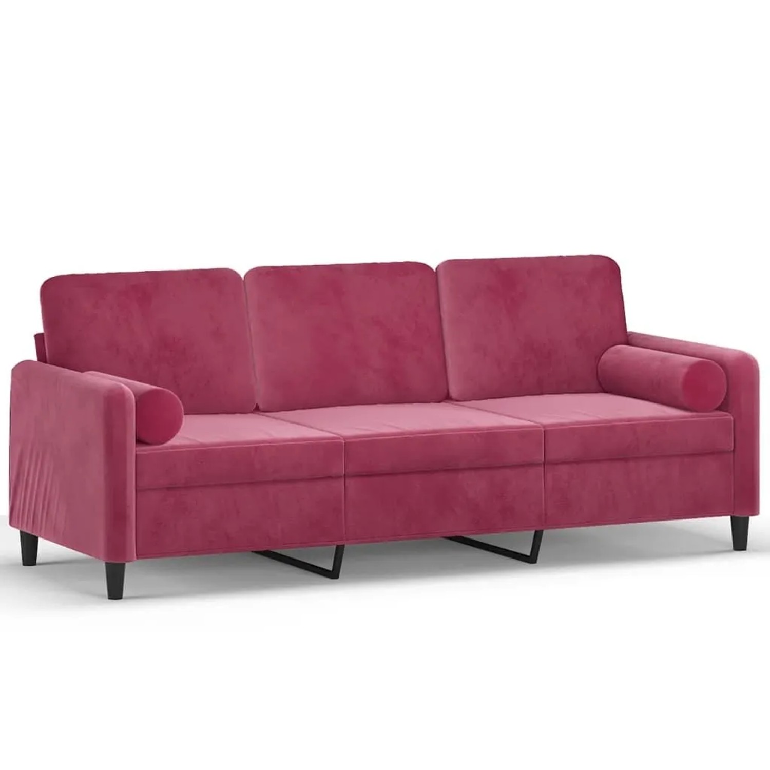 vidaXL 3-Sitzer-Sofa mit Zierkissen Weinrot 180 cm Samt 3200895