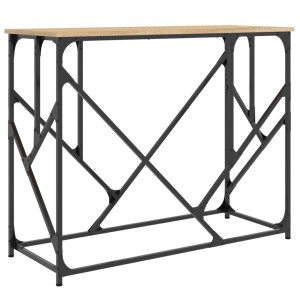 vidaXL Konsolentisch Sonoma-Eiche, 100x40x80 cm, Holzwerkstoff mit schwarzem Metallgestell.