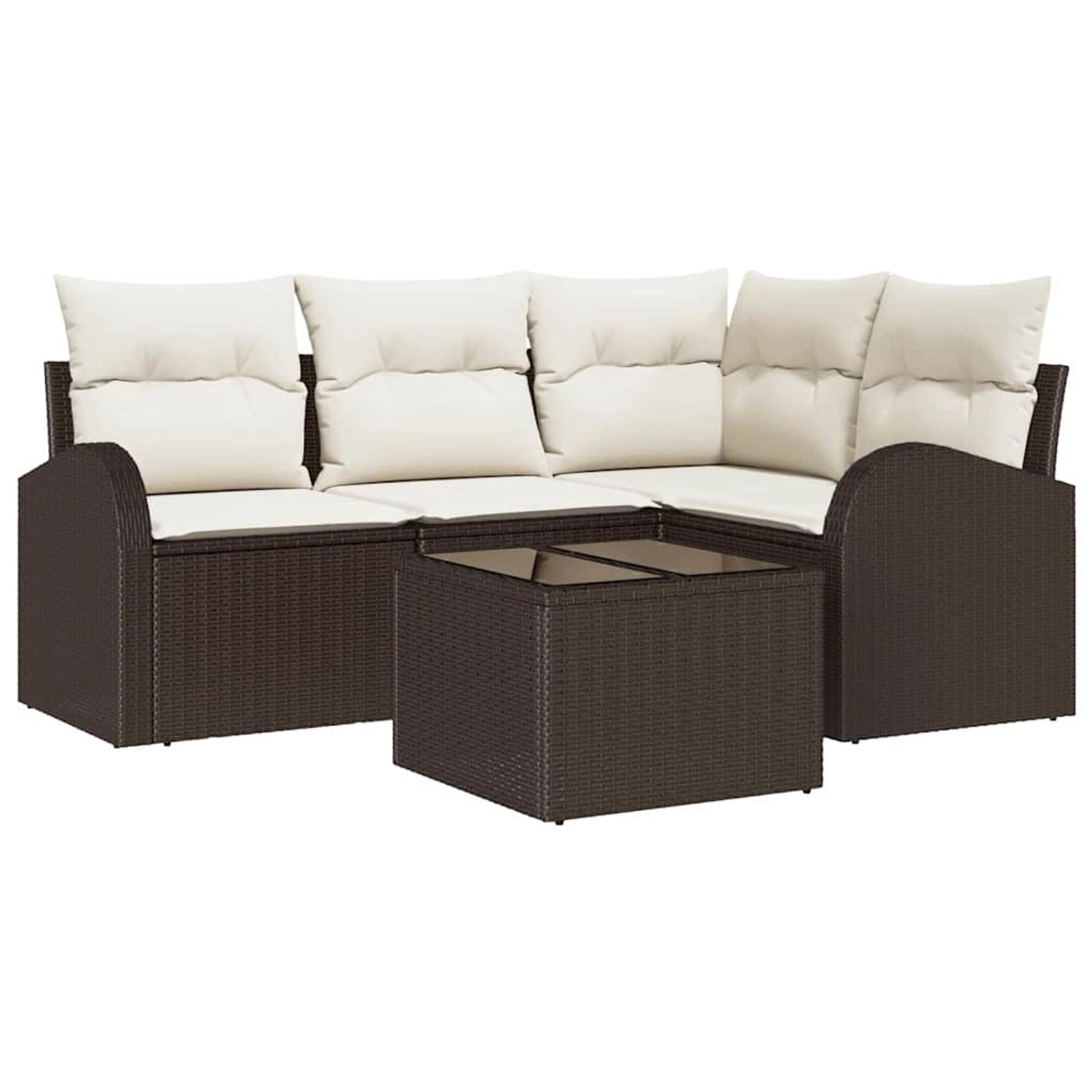vidaXL Garten-Sofa-Set mit Kissen 5-Tlg Braun und Weiß Poly Rattan 3354697 günstig online kaufen