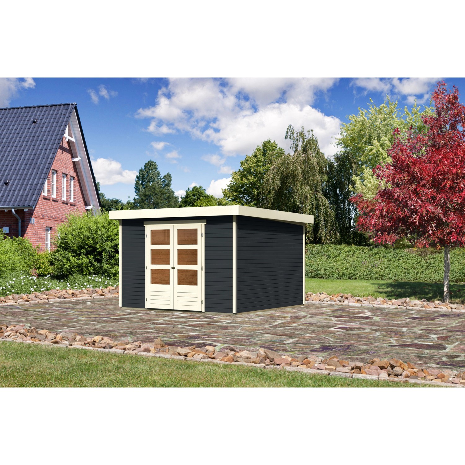 Karibu Gartenhaus Boras 6 Anthrazit 302 cm x 306 cm günstig online kaufen