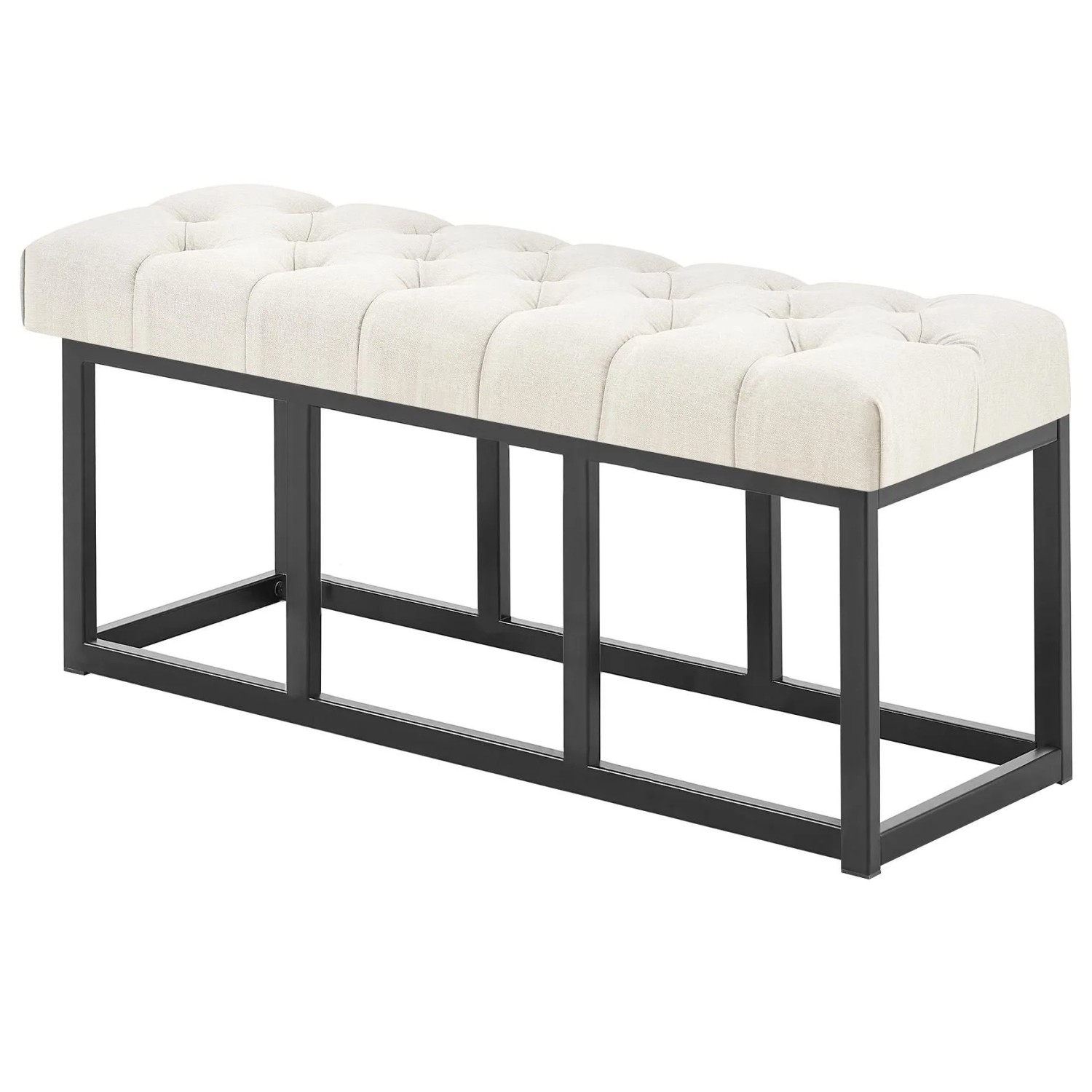 DELUKE Sitzbank MEXICO Stoff Creme 100x38x46cm Sitzbank Flur Sitzhocker Esszimmerbank Polsterbank Schlafzimmer