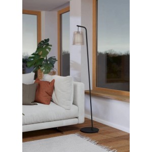 Moderne Eglo Stehleuchte Fattoria, schwarz-braun-weiß, 40W, für Wohnzimmer.