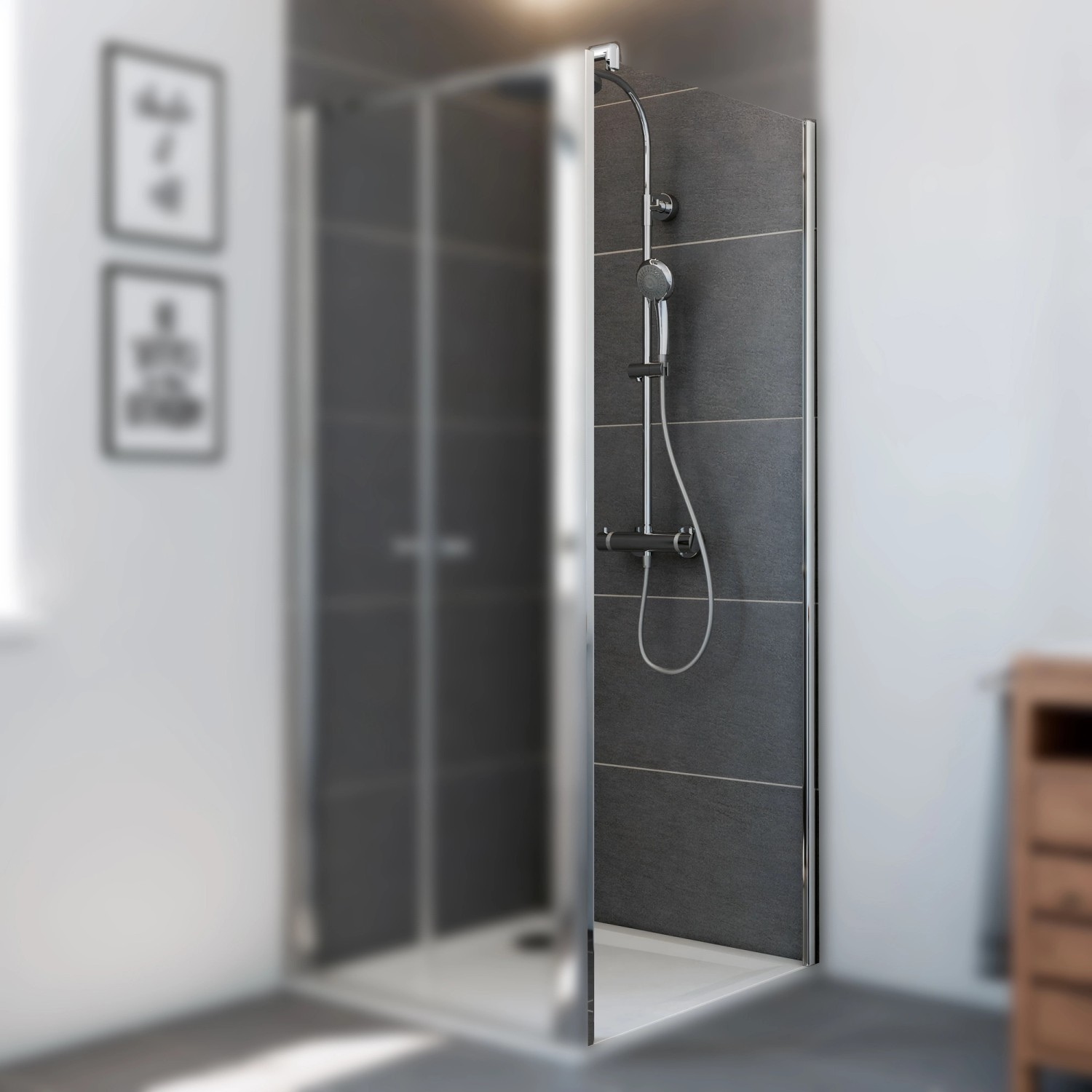 Breuer Seitenwand Elana 6 Silber Matt Klarglas inkl. CER+ 90 cm