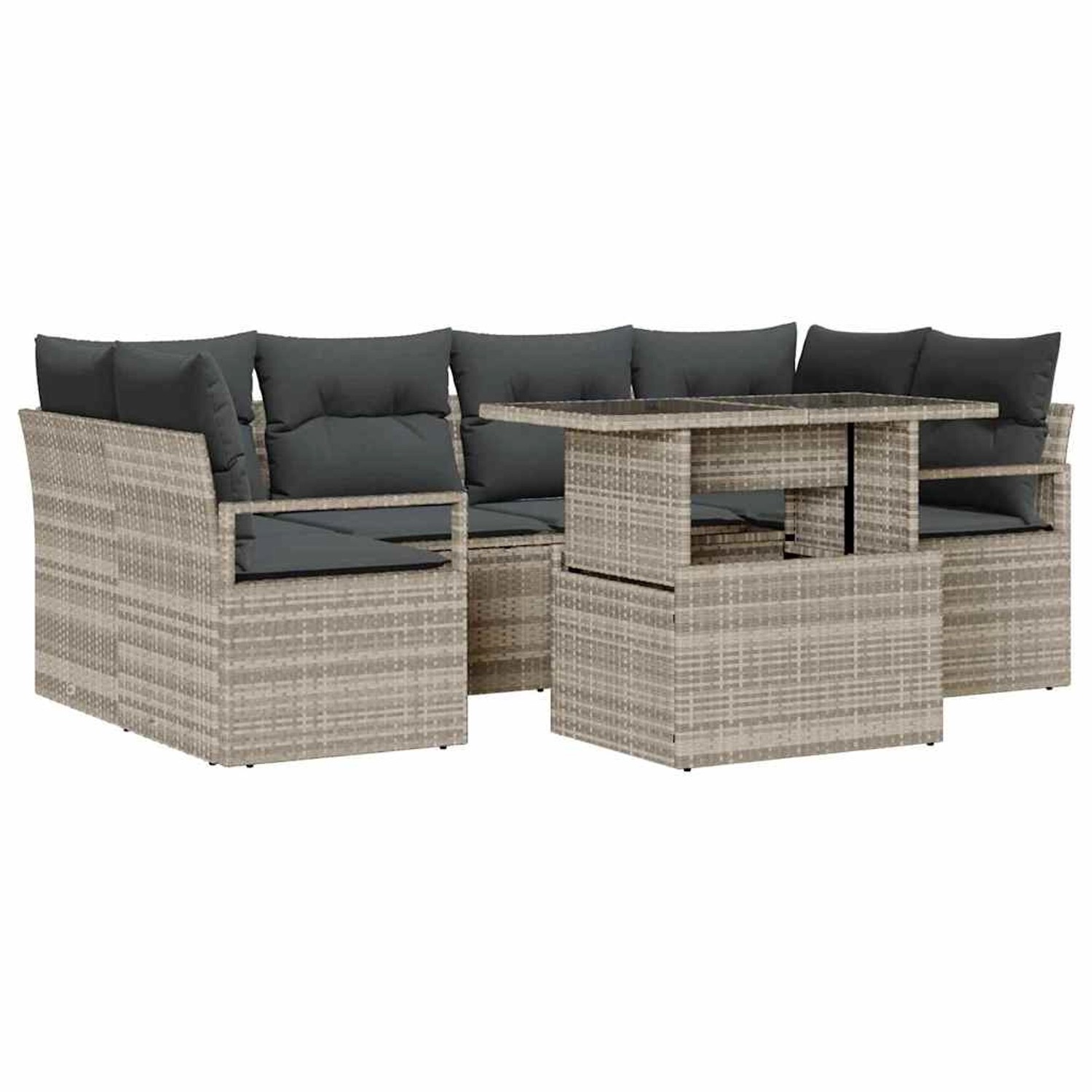 vidaXL Garten-Sofa-Set mit Speicher 7-Tlg Hellgrau Poly Rattan 3357495 günstig online kaufen