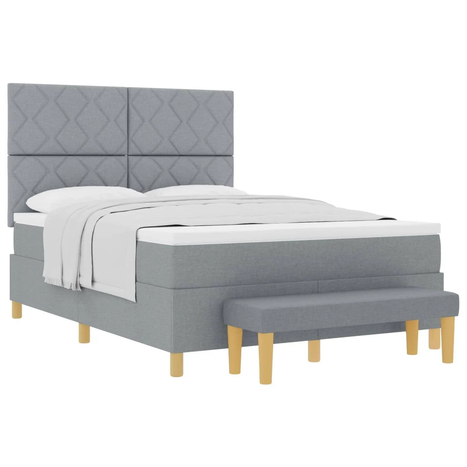 vidaXL Boxspringbett mit Matratze Hellgrau 160 x 200 cm Stoff 3344387