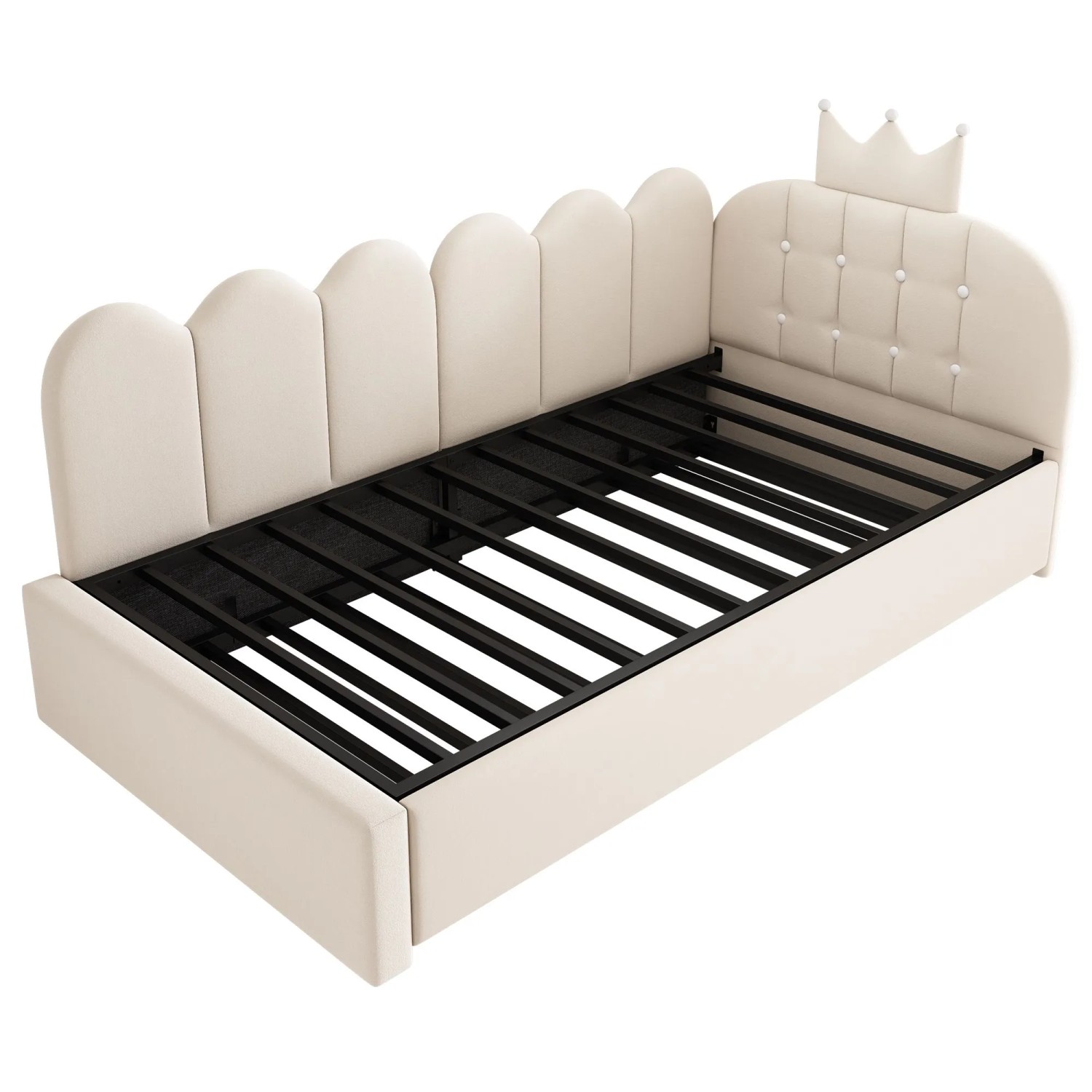 Merax Sofa Bett 90x200 cm Ausziehbett Samt Beige Kinderbett