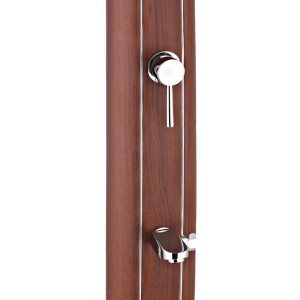 Gre Solardusche Aluminium in Holzoptik, 32 l, mit Armatur und Fußwaschhahn.