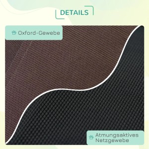 Detailaufnahme: Oxford-Gewebe (braun) und atmungsaktives Netzgewebe (schwarz) des PawHut Hundebetts.