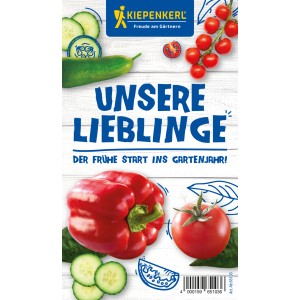 Gemüsesamen-Set 'Unsere Lieblinge' mit Tomaten, Gurken, Paprika für den frühen Start ins Gartenjahr.