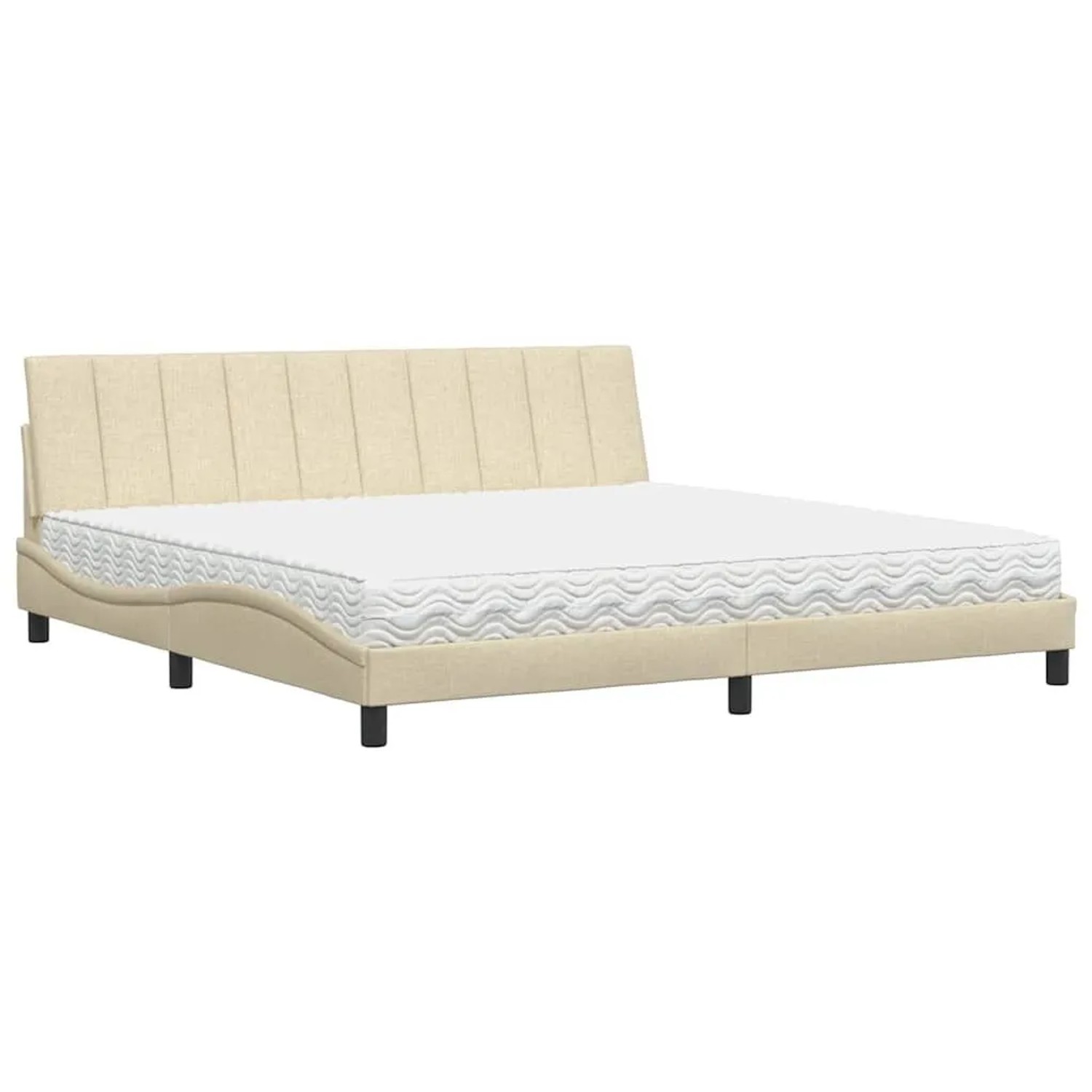 vidaXL Bett mit Matratze Creme 200x200 cm Stoff 3310557