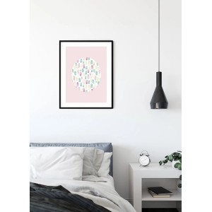 Wandbild Shelly Rose 40x50 cm mit abstraktem Muster im schwarzen Rahmen.