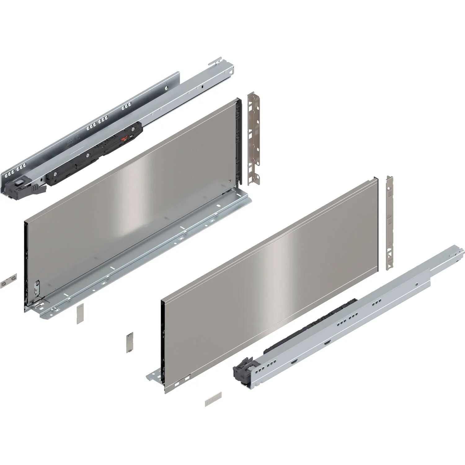 Blum Legrabox Pure Set Höhe F Tip-On Vollauszug 650 mm 70 kg Inox 1 Paar