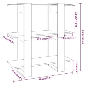 Schwarzes VidaXL Bücherregal/Raumteiler, 80x30x87 cm, für Wohnraum und Büro.