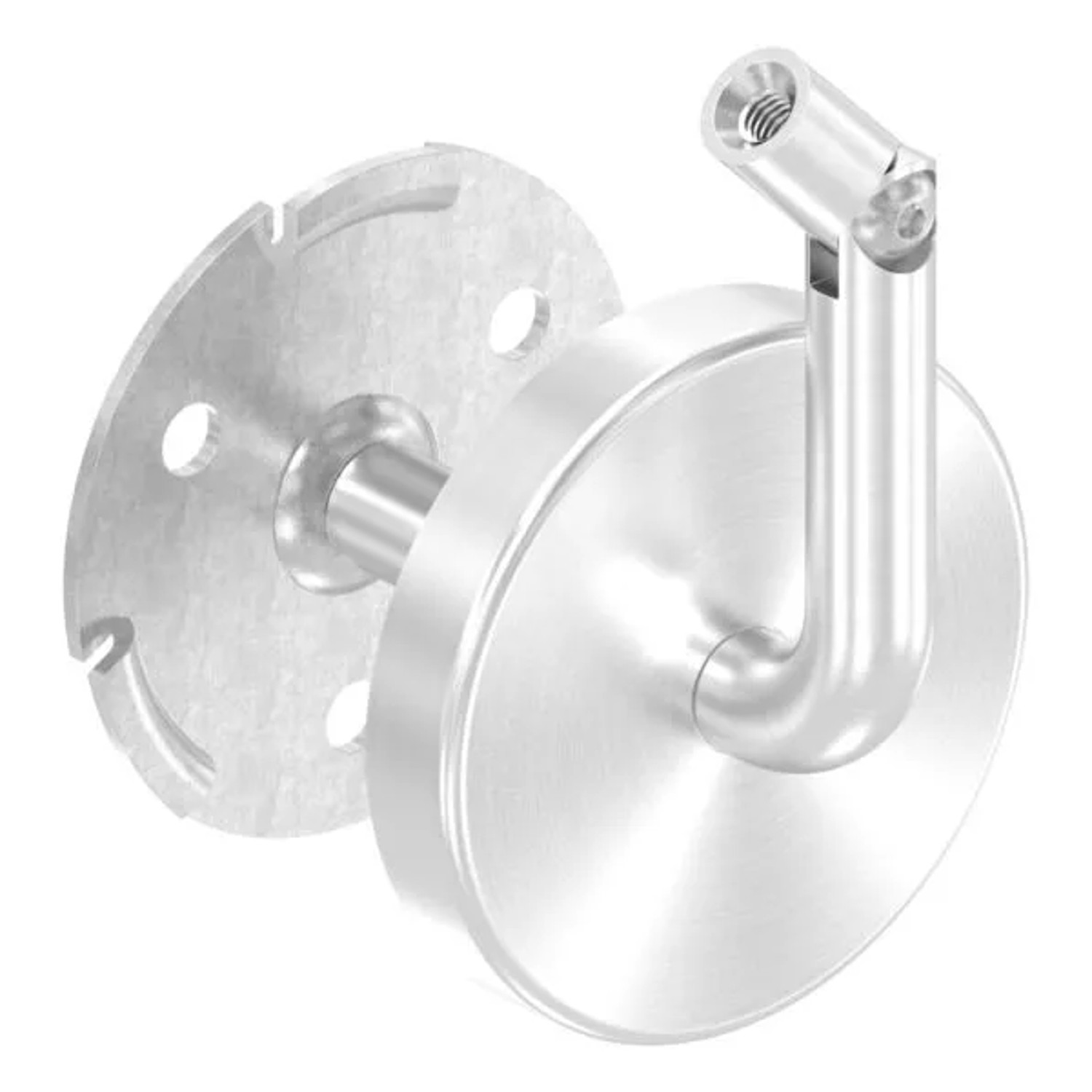 FeNau Handlaufhalter V2A 75 mm Wandabstand Ronde Ø 70 mm Mit Gelenk & Cliprosette