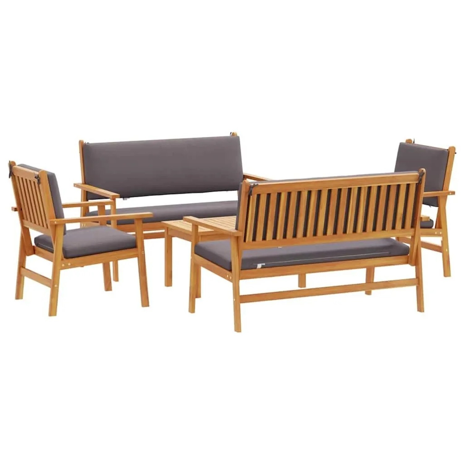 vidaXL Gartensofa-Set 5 Stk Braun Massivholz Akazie 3331814
