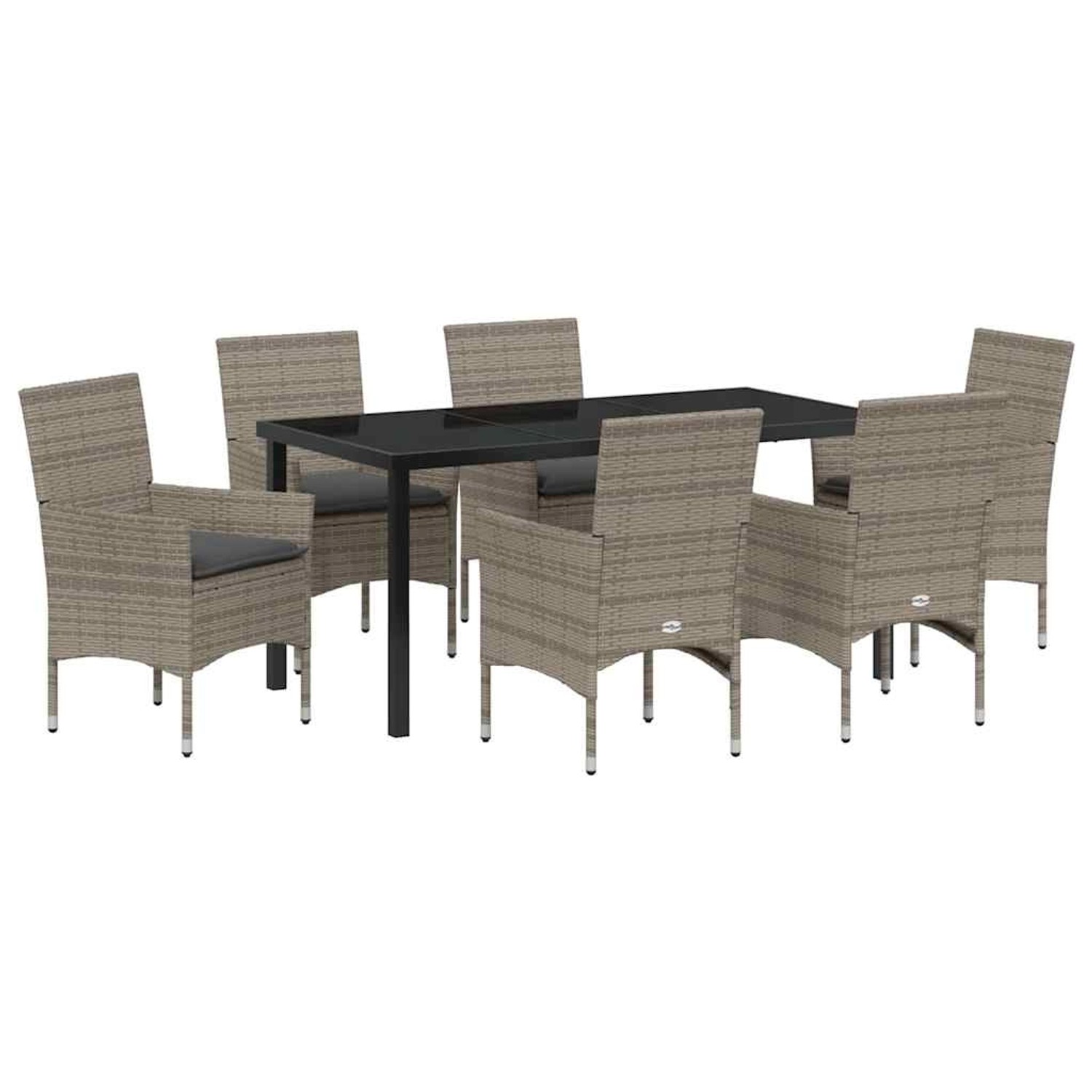 vidaXL Garten Essgruppe mit Kissen 7-Tlg Grau Poly Rattan 3379790 günstig online kaufen