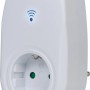 Weißer Schuko Wifi Stecker zur Hausfunksteuerung mit WLAN-Symbol.