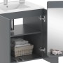 Vicco Badmöbel-Set Izan, grau, 2-teilig mit Waschbeckenunterschrank und Spiegel. Offene Tür.