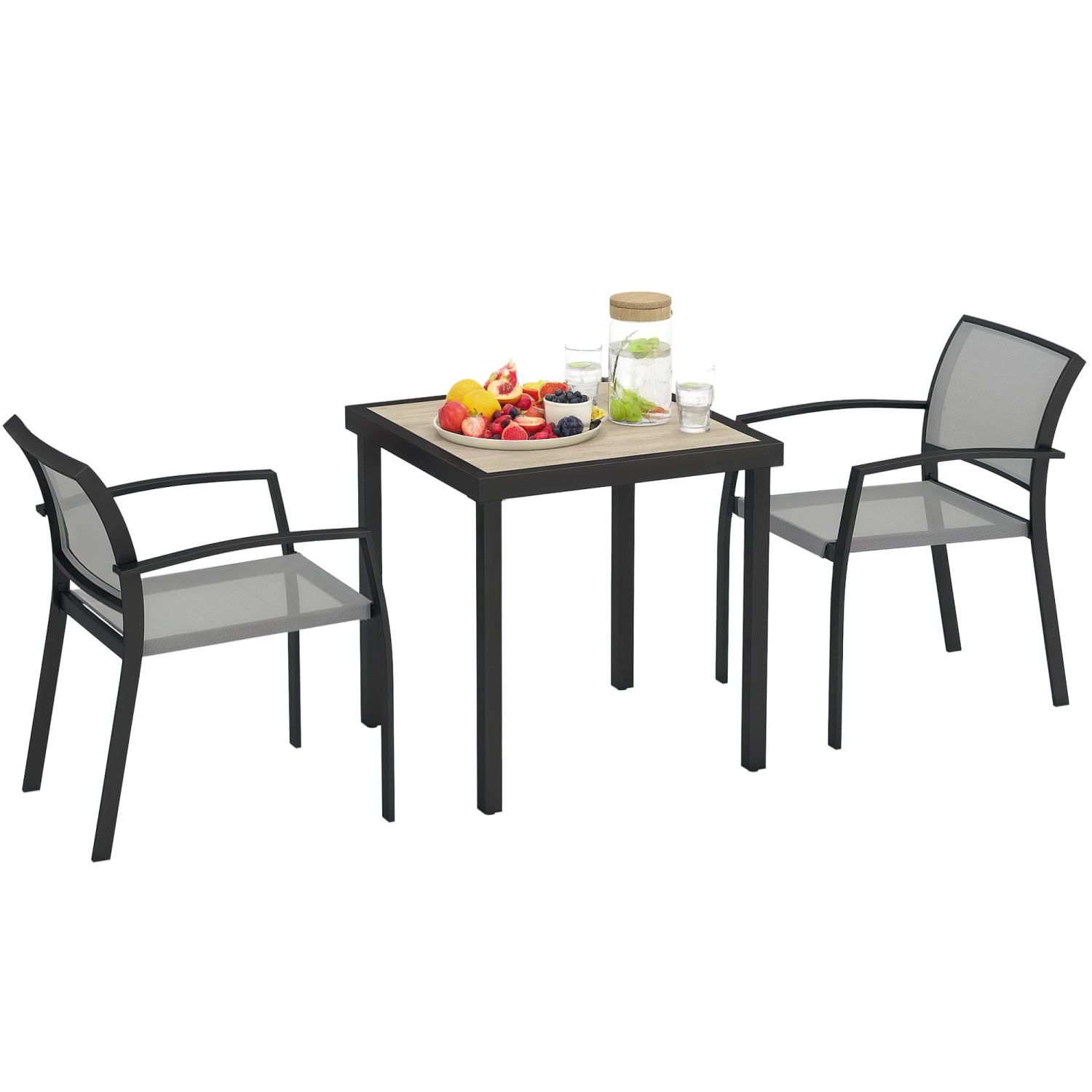 Outsunny Gartentisch Set  Stahl Kunststoff Grau 70L x 70B x 72Hcm günstig online kaufen