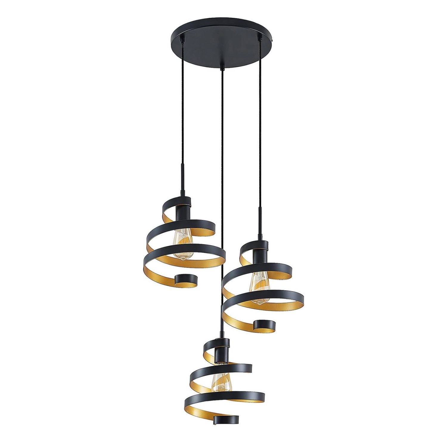 Lindby Pendelleuchte Colten 9639614 Design Modern in Schwarz aus Metall 3-f günstig online kaufen