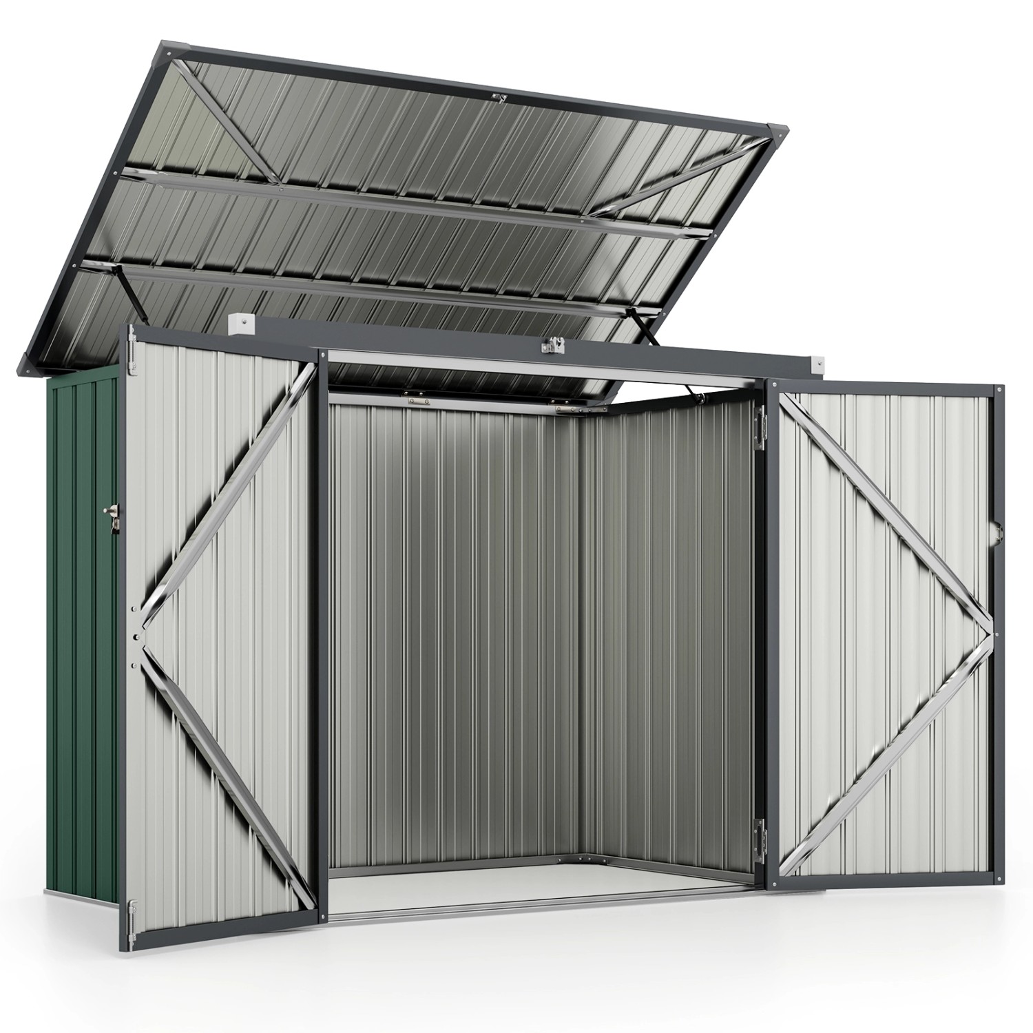 Costway Mülltonnenbox für 2 Mülltonnen 172 x 95,5 x 130 cm Grün günstig online kaufen