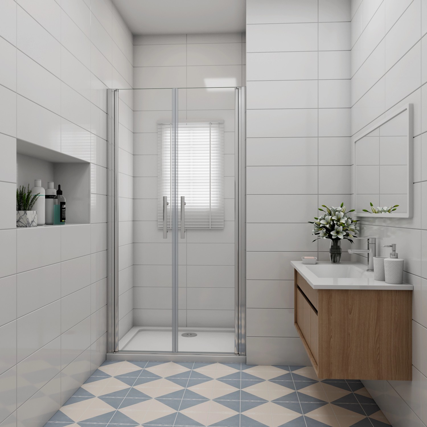 AICA Duschkabine 80x195cm mit Doppeltür, Nischentür, 6mm ESG Glas, Schwingtür für Dusche.