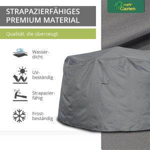 Graue, runde Mehr Garten Schutzhülle für Sitzgruppe, 125x94 cm, aus strapazierfähigem Material.