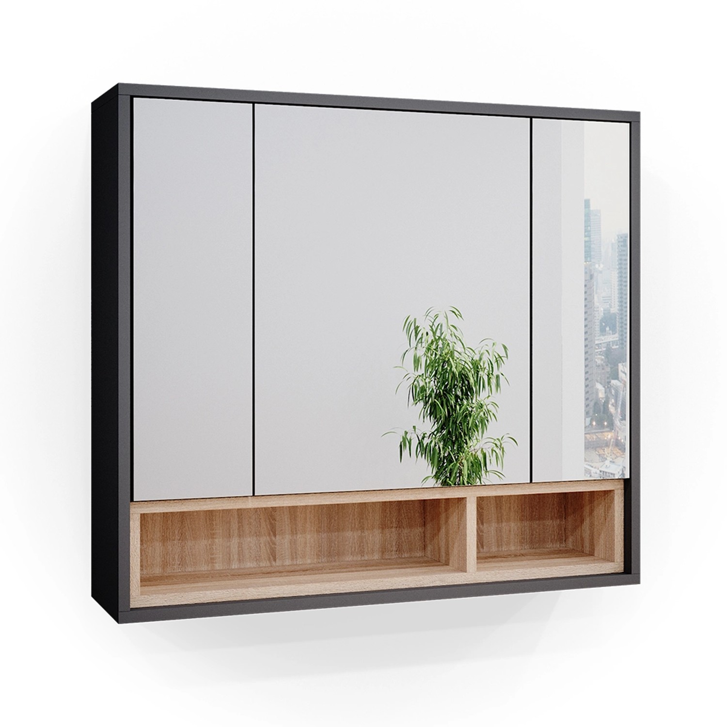 Vicco Badspiegelschrank Beatrice Anthrazit/Sonoma 80 x 72 cm