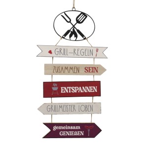 Boltze Schild Grill-Regeln, 54cm, beige-schwarz, Wanddeko mit Grillmotiven für humorvolle Grillabende.