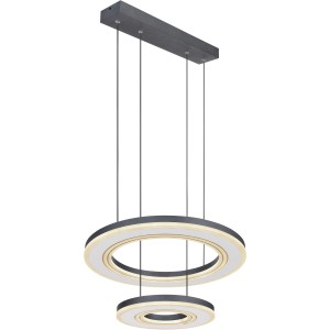 Moderne LED-Pendelleuchte Blasius, schwarz, mit zwei Ringen. Dimmbar und mit Fernbedienung.