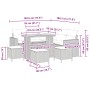 vidaXL Gartenmöbel-Set, 9-teilig, schwarz, Poly Rattan, mit Sofa, Sesseln, Hockern und Tisch, Abmessungen sichtbar.