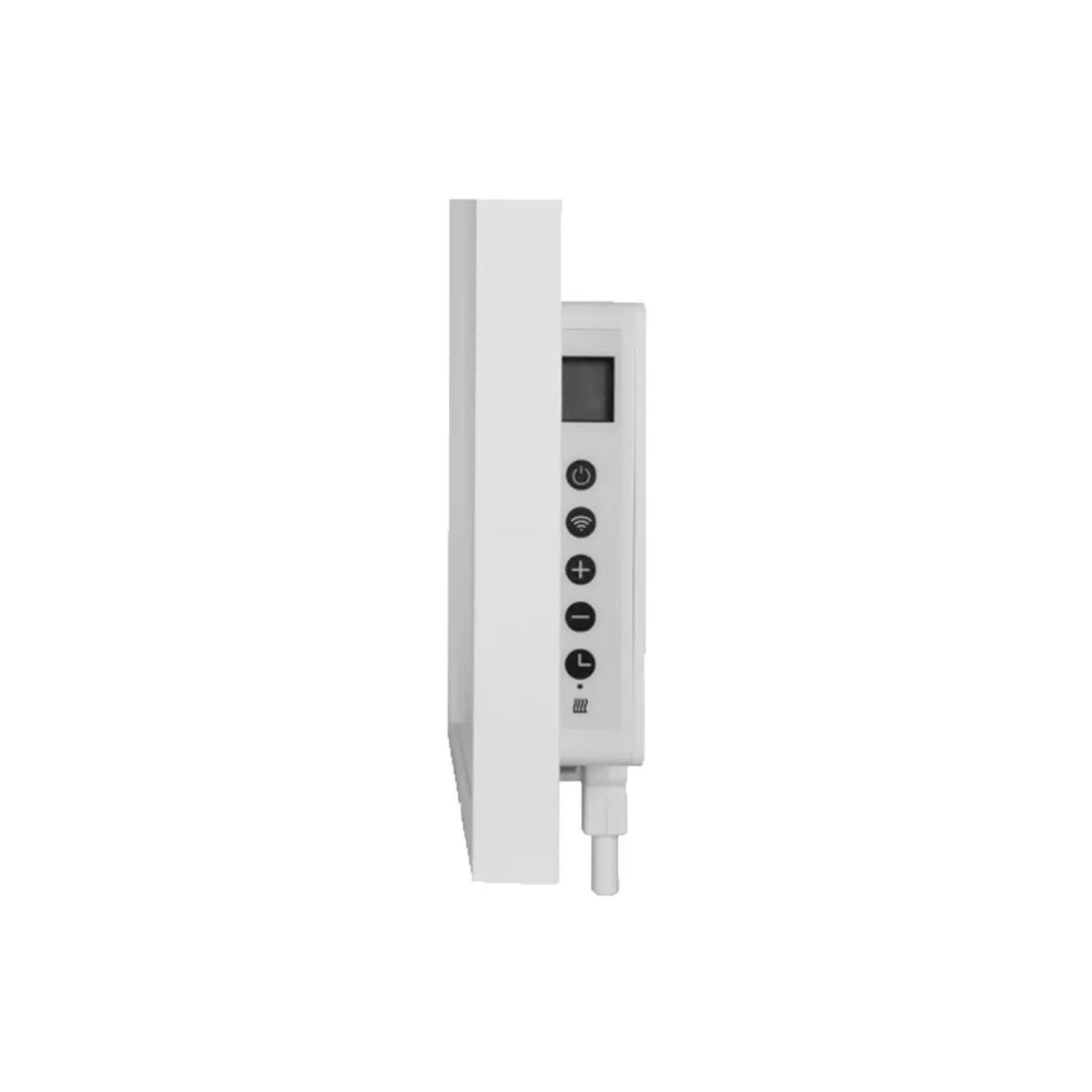 Weißes Heizpaneel Infrae Smart & Easy 500W mit Thermostat, Seitenansicht.
