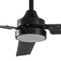 Schwarzer LED Deckenventilator Aerallo mit Lampe für Wohnzimmer.