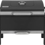 Schwarzer Tepro Toronto Holzkohlegrill Easy mit Thermometer und silbernen Griffen.