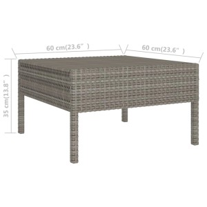 Grauer vidaXL Garten-Loungetisch aus Rattan, Teil des 2-tlg Sets.