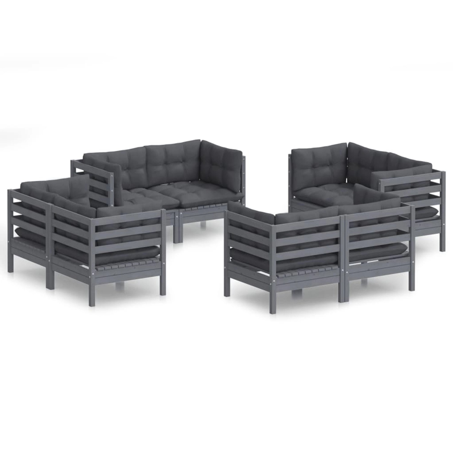 vidaXL 8-tlg Garten-Lounge-Set mit Anthrazit Kissen Kiefernholz Modell 5 günstig online kaufen