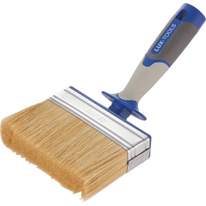 LUX Flächenstreicher Dispersion, 120x30mm, mit grau-blauem Griff. Ideal für Fassaden und Wände.