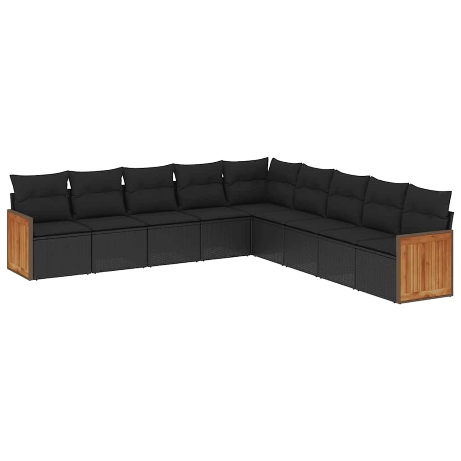 vidaXL 9-Tlg Garten-Sofagarnitur mit Kissen Schwarz Poly Rattan 3260137 günstig online kaufen