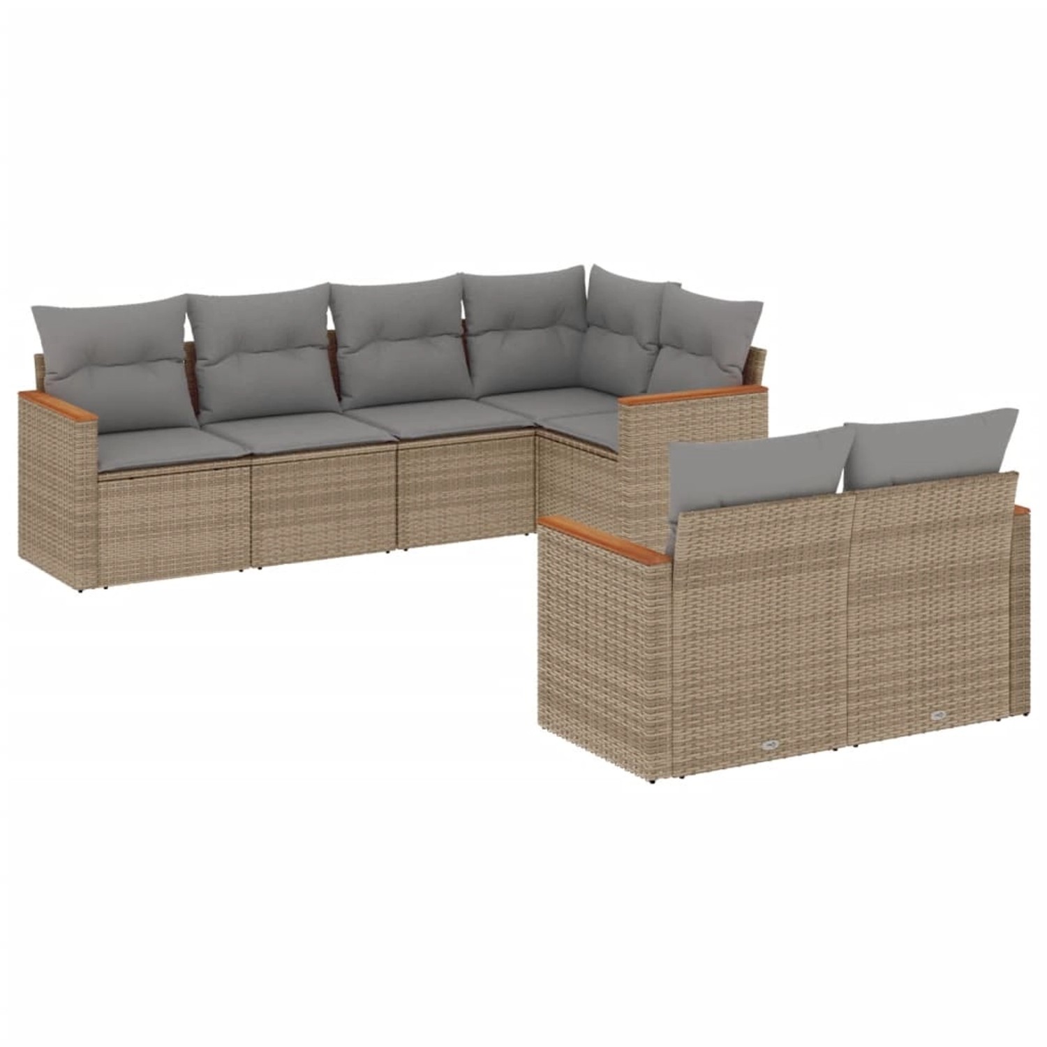 vidaXL 7-Tlg Garten-Sofagarnitur mit Kissen Beige Poly Rattan 3226143 günstig online kaufen