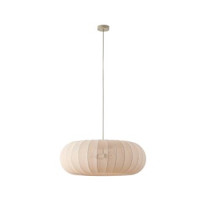 Cremefarbene Lindby Pendelleuchte Helin aus Textil, 3-flammig.