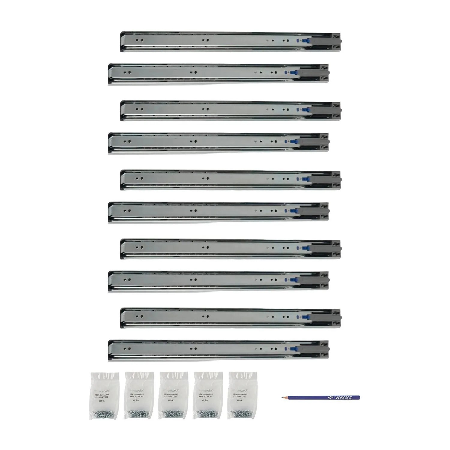 vasalat Kugelauszug 450mm Softclose Kugelführung - Vollauszug mit Dämpfung - 5 Paar